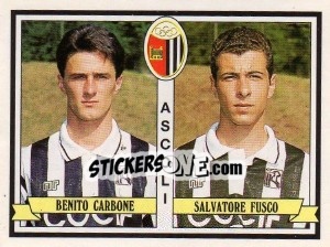 Sticker Benito Carbone / Salvatore Fusco - Calciatori 1992-1993 - Panini