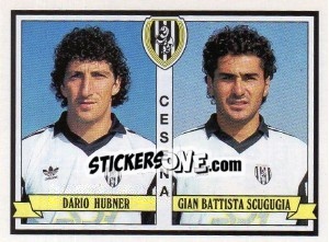 Sticker Dario Hubner / Gian Battista Scugugia - Calciatori 1992-1993 n. 377 - Panini