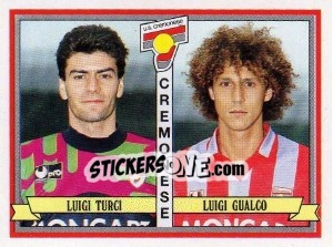 Sticker Luigi Turci / Luigi Gualco - Calciatori 1992-1993 n. 387 - Panini
