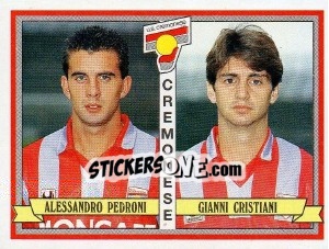Sticker Alessandro Pedroni / Gianni Cristiani - Calciatori 1992-1993 n. 389 - Panini