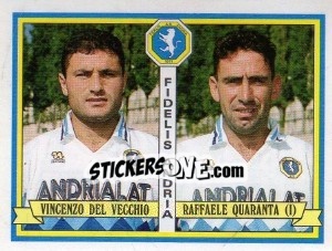 Cromo Vincenzo Del Vecchio / Raffaele Quaranta - Calciatori 1992-1993 - Panini