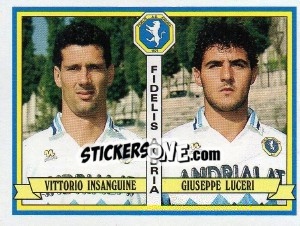 Sticker Vittorio Insanguine / Giuseppe Luceri - Calciatori 1992-1993 n. 401 - Panini