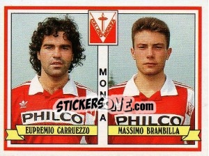Sticker Eupremio Carruezzo / Massimo Brambilla - Calciatori 1992-1993 - Panini