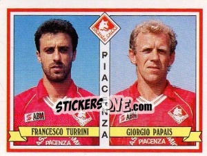 Sticker Francesco Turrini / Giorgio Papais - Calciatori 1992-1993 n. 447 - Panini
