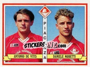 Sticker Antonio De Vitis / Daniele Moretti - Calciatori 1992-1993 - Panini