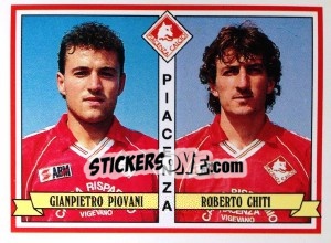 Sticker Gianpietro Piovani / Roberto Chiti - Calciatori 1992-1993 n. 449 - Panini