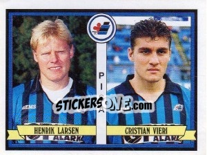 Sticker Henrik Larsen / Cristian Vieri - Calciatori 1992-1993 n. 458 - Panini