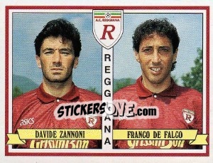 Sticker Davide Zannoni / Franco De Falco - Calciatori 1992-1993 n. 466 - Panini