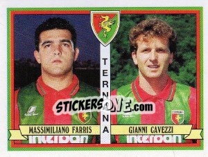 Sticker Massimiliano Farris / Gianni Cavezzi - Calciatori 1992-1993 n. 485 - Panini