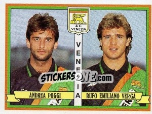 Sticker Andrea Poggi / Rufo Emiliano Verga - Calciatori 1992-1993 n. 493 - Panini