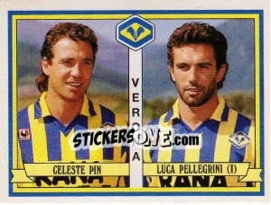 Sticker Celeste Pin / Luca Pellegrini - Calciatori 1992-1993 n. 502 - Panini