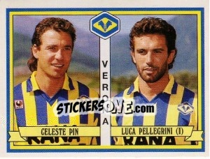 Cromo Celeste Pin / Luca Pellegrini - Calciatori 1992-1993 - Panini