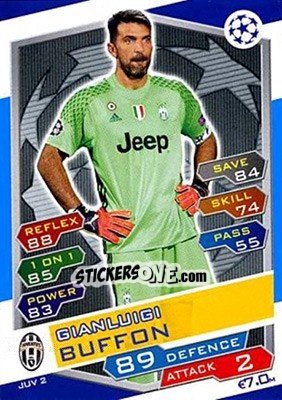 Sticker Gianluigi Buffon - UEFA Champions League 2016-2017. Match Attax n. JUV2s - Topps