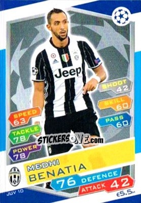 Sticker Medhi Benatia - UEFA Champions League 2016-2017. Match Attax n. JUV10s - Topps