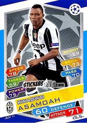 Sticker Kwadwo Asamoah - UEFA Champions League 2016-2017. Match Attax - Topps