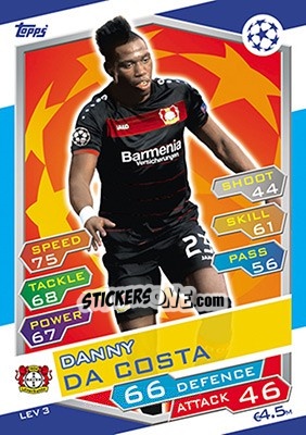 Sticker Danny Da Costa - UEFA Champions League 2016-2017. Match Attax - Topps