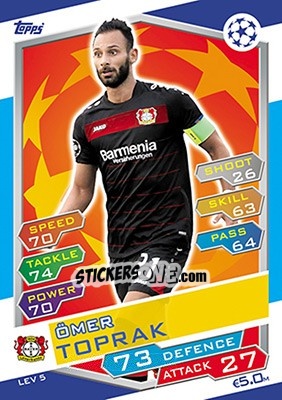 Sticker Ömer Toprak - UEFA Champions League 2016-2017. Match Attax - Topps