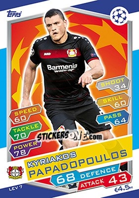 Sticker Kyriakos Papadopoulos - UEFA Champions League 2016-2017. Match Attax n. LEV7 - Topps