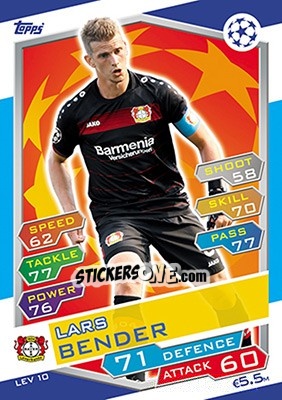 Figurina Lars Bender - UEFA Champions League 2016-2017. Match Attax - Topps