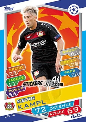 Sticker Kevin Kampl - UEFA Champions League 2016-2017. Match Attax n. LEV12 - Topps