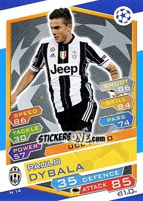 Sticker Paulo Dybala - UEFA Champions League 2016-2017. Match Attax n. N14s - Topps