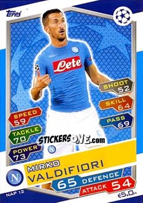 Sticker Mirko Valdifiori - UEFA Champions League 2016-2017. Match Attax - Topps