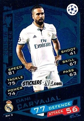 Sticker Dani Carvajal - UEFA Champions League 2016-2017. Match Attax n. RM3 - Topps