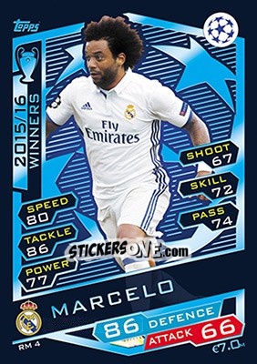 Sticker Marcelo - UEFA Champions League 2016-2017. Match Attax n. RM4 - Topps