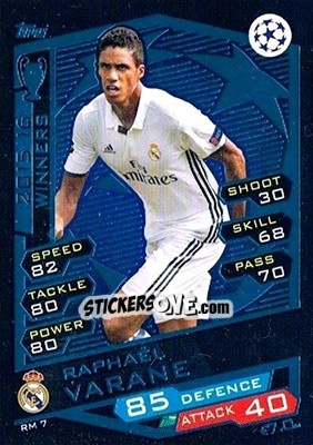 Sticker Raphaël Varane - UEFA Champions League 2016-2017. Match Attax n. RM7 - Topps