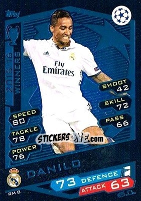 Sticker Danilo - UEFA Champions League 2016-2017. Match Attax n. RM8 - Topps
