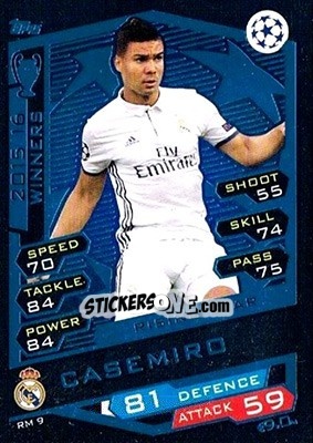 Sticker Casemiro - UEFA Champions League 2016-2017. Match Attax n. RM9 - Topps