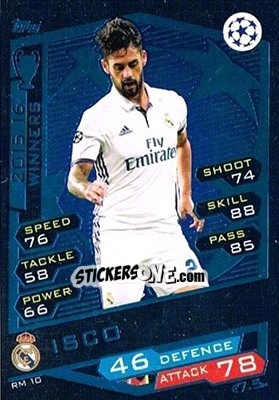 Sticker Isco - UEFA Champions League 2016-2017. Match Attax n. RM10 - Topps