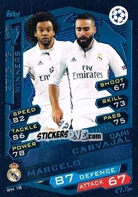Sticker Marcelo / Dani Carvajal - UEFA Champions League 2016-2017. Match Attax n. RM18 - Topps