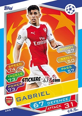 Cromo Gabriel Paulista - UEFA Champions League 2016-2017. Match Attax - Topps