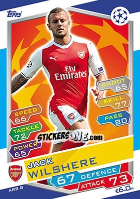 Figurina Jack Wilshere - UEFA Champions League 2016-2017. Match Attax - Topps