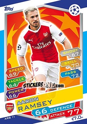 Sticker Aaron Ramsey - UEFA Champions League 2016-2017. Match Attax n. ARS11 - Topps