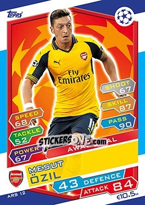 Sticker Mesut Özil - UEFA Champions League 2016-2017. Match Attax n. ARS12 - Topps