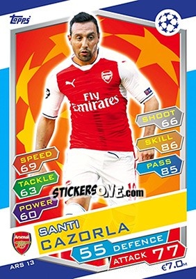 Sticker Santi Cazorla - UEFA Champions League 2016-2017. Match Attax n. ARS13 - Topps