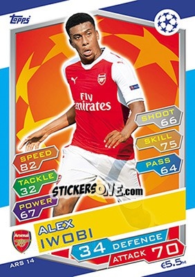 Sticker Alex Iwobi - UEFA Champions League 2016-2017. Match Attax n. ARS14 - Topps