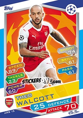 Sticker Theo Walcott - UEFA Champions League 2016-2017. Match Attax n. ARS15 - Topps