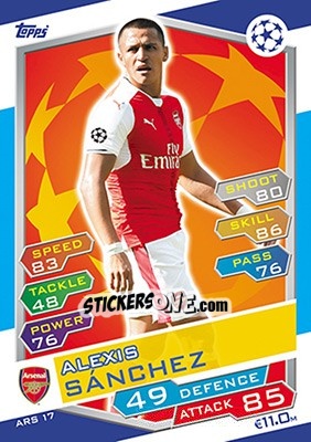 Sticker Alexis Sánchez - UEFA Champions League 2016-2017. Match Attax n. ARS17 - Topps