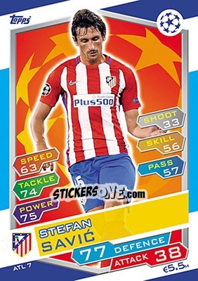 Sticker Stefan Savic - UEFA Champions League 2016-2017. Match Attax n. ATL7 - Topps