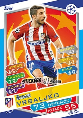 Sticker Šime Vrsaljko - UEFA Champions League 2016-2017. Match Attax n. ATL8 - Topps