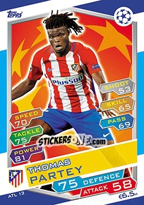 Sticker Thomas Partey - UEFA Champions League 2016-2017. Match Attax n. ATL13 - Topps