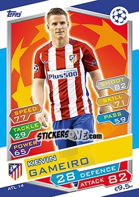 Sticker Kevin Gameiro - UEFA Champions League 2016-2017. Match Attax n. ATL14 - Topps