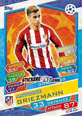 Sticker Antoine Griezmann - UEFA Champions League 2016-2017. Match Attax - Topps