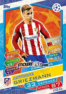 Cromo Antoine Griezmann - UEFA Champions League 2016-2017. Match Attax - Topps