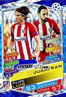 Sticker Filipe Luís / Juanfran - UEFA Champions League 2016-2017. Match Attax n. ATL18 - Topps