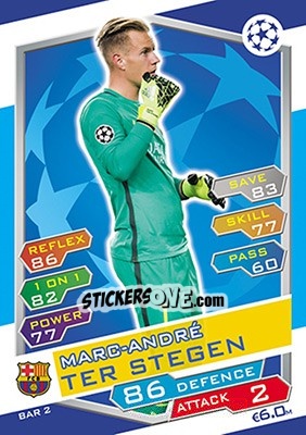 Cromo Marc-André ter Stegen - UEFA Champions League 2016-2017. Match Attax n. FCB2 - Topps