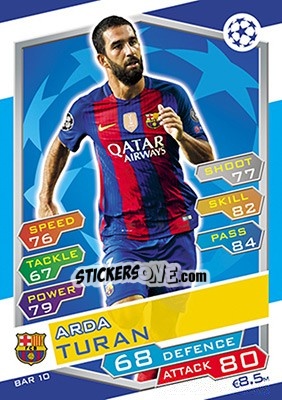 Sticker Arda Turan - UEFA Champions League 2016-2017. Match Attax - Topps